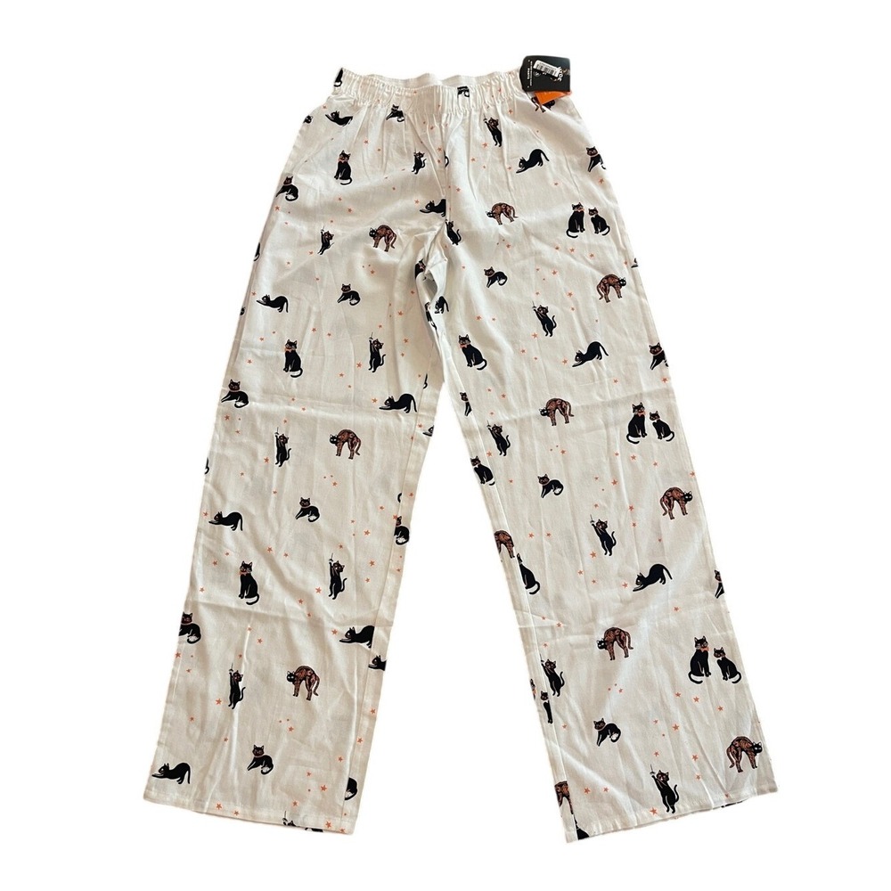 Hide and Eek! Halloween Cat Print Pajama Pants XS NWT